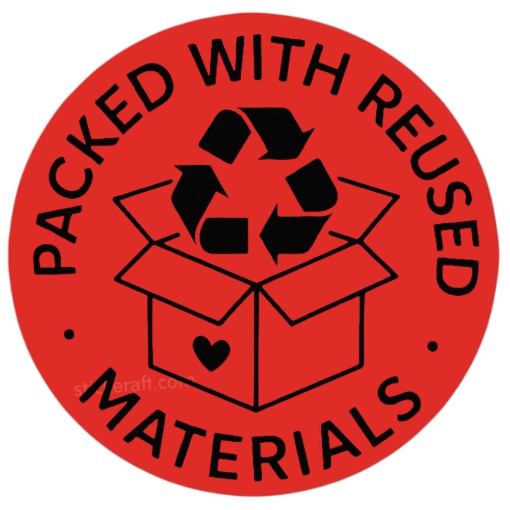 Packed With Reused Materials Stickers – 2" for Eco-Friendly Shipping – 100 PCS - Picture 8 of 15